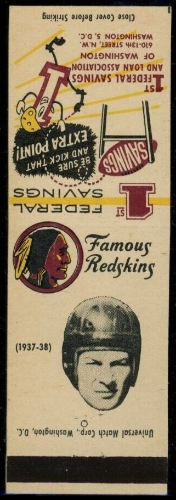 Riley Smith 1958-59 Redskins Matchbooks football card Riley Smith 1958-59 Redskins Matchbooks football card