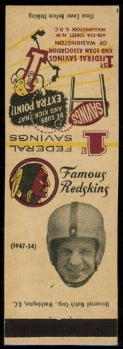 Joe Tereshinski 1958-59 Redskins Matchbooks football card