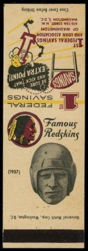 Cliff Battles 1958-59 Redskins Matchbooks football card
