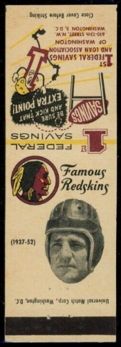 Sammy Baugh 1958-59 Redskins Matchbooks football card
