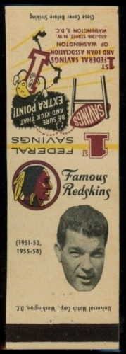 Gene Brito 1958-59 Redskins Matchbooks football card Gene Brito 1958-59 Redskins Matchbooks football card