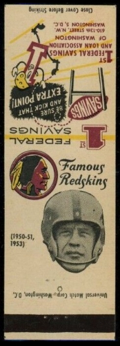Bill Dudley 1958-59 Redskins Matchbooks football card