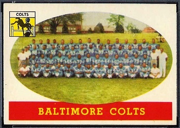 Baltimore Colts Team 1958 Topps football card