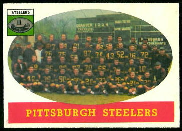 Pittsburgh Steelers Team 1958 Topps football card Pittsburgh Steelers Team 1958 Topps football card