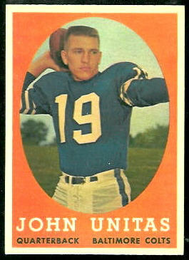 John Unitas 1958 Topps football card