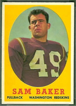 Sam Baker 1958 Topps football card