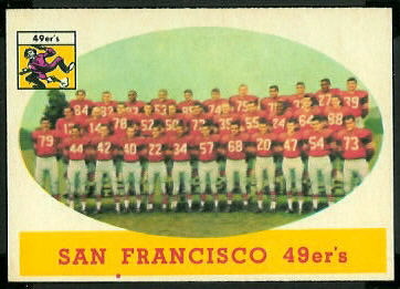 San Francisco 49ers Team 1958 Topps football card