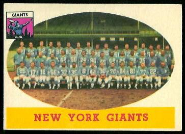 New York Giants Team 1958 Topps football card