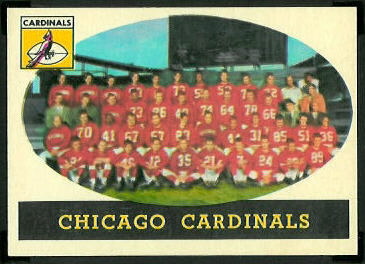 Chicago Cardinals Team 1958 Topps football card Chicago Cardinals Team 1958 Topps football card