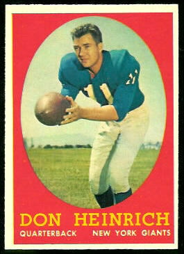 Don Heinrich 1958 Topps football card