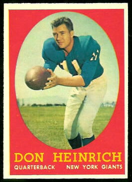 Don Heinrich 1958 Topps football card Don Heinrich 1958 Topps football card