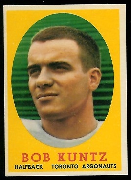 Bobby Kuntz 1958 Topps CFL football card