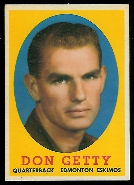 Don Getty 1958 Topps CFL football card