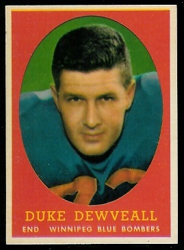 Willard Dewveall 1958 Topps CFL football card Willard Dewveall 1958 Topps CFL football card
