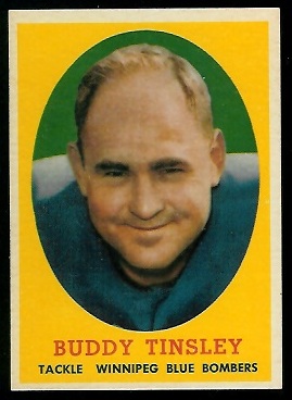 Buddy Tinsley 1958 Topps CFL football card Buddy Tinsley 1958 Topps CFL football card