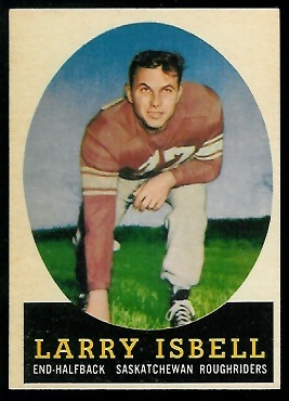 Larry Isbell 1958 Topps CFL football card Larry Isbell 1958 Topps CFL football card