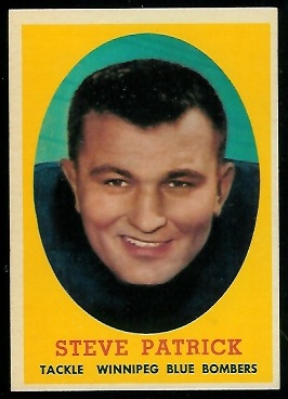 Steve Patrick 1958 Topps CFL football card