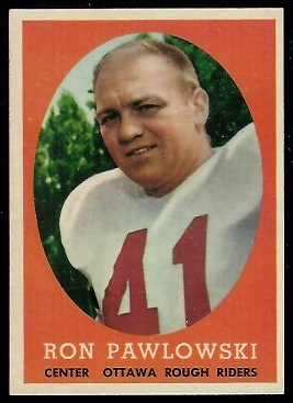 Ron Pawlowski 1958 Topps CFL football card