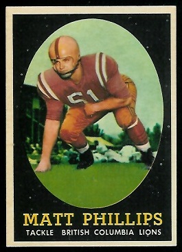 Matt Phillips 1958 Topps CFL football card