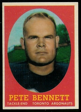 Pete Bennett 1958 Topps CFL football card