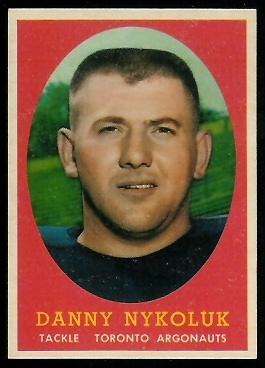 Danny Nykoluk 1958 Topps CFL football card