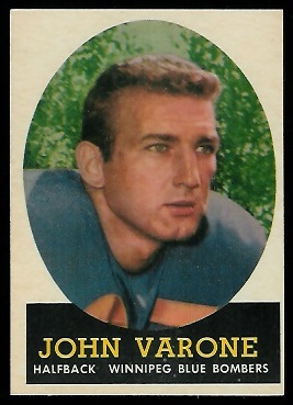 John Varone 1958 Topps CFL football card