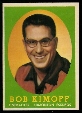 Bob Kimoff 1958 Topps CFL football card