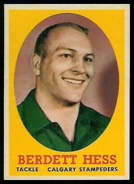 Burdette Hess 1958 Topps CFL football card
