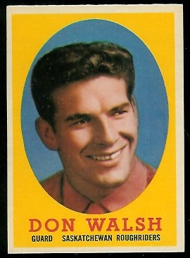 Don Walsh 1958 Topps CFL football card