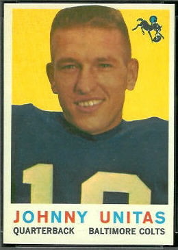 John Unitas 1959 Topps football card