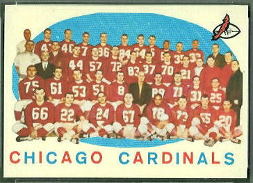 Chicago Cardinals Team 1959 Topps football card Chicago Cardinals Team 1959 Topps football card