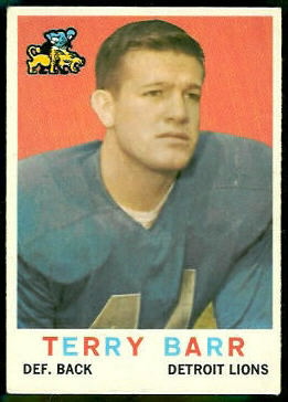 Terry Barr 1959 Topps football card