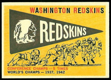 Redskins Pennant 1959 Topps football card Redskins Pennant 1959 Topps football card
