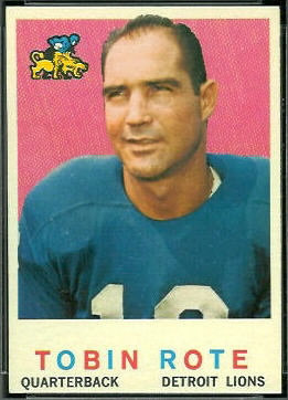 Tobin Rote 1959 Topps football card Tobin Rote 1959 Topps football card