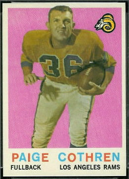 Paige Cothren 1959 Topps football card