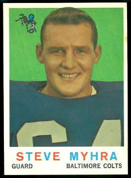 Steve Myhra 1959 Topps football card