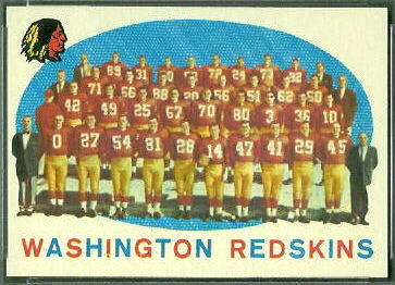 Washington Redskins Team 1959 Topps football card Washington Redskins Team 1959 Topps football card