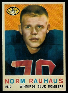 Norm Rauhaus 1959 Topps CFL football card