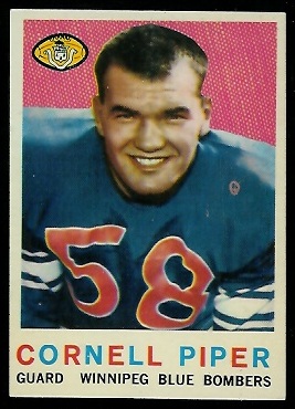 Cornel Piper 1959 Topps CFL football card Cornel Piper 1959 Topps CFL football card