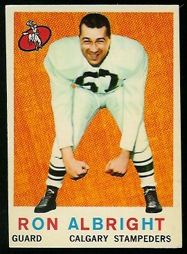 Ron Allbright 1959 Topps CFL football card Ron Allbright 1959 Topps CFL football card