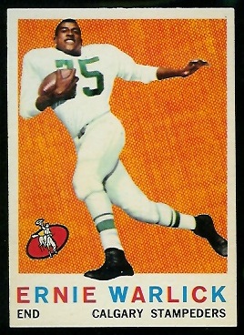 Ernie Warlick 1959 Topps CFL football card Ernie Warlick 1959 Topps CFL football card
