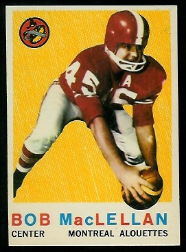 Bob MacLellan 1959 Topps CFL football card