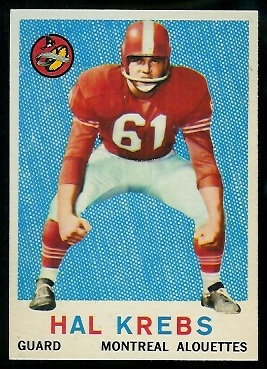Hal Krebs 1959 Topps CFL football card