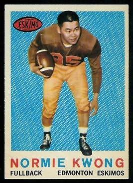 Normie Kwong 1959 Topps CFL football card Normie Kwong 1959 Topps CFL football card