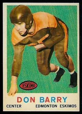 Don Barry 1959 Topps CFL football card