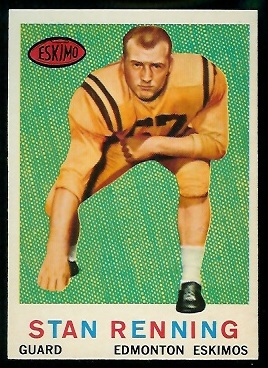 Stan Renning 1959 Topps CFL football card Stan Renning 1959 Topps CFL football card