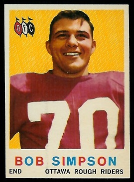 Bob Simpson 1959 Topps CFL football card Bob Simpson 1959 Topps CFL football card