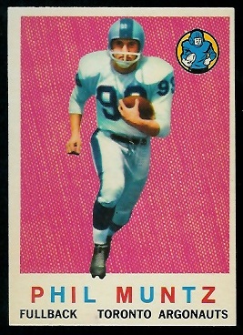 Phil Muntz 1959 Topps CFL football card