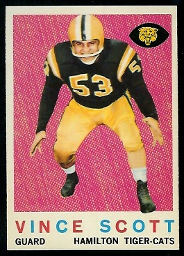 Vince Scott 1959 Topps CFL football card Vince Scott 1959 Topps CFL football card