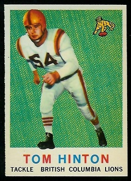 Tom Hinton 1959 Topps CFL football card Tom Hinton 1959 Topps CFL football card